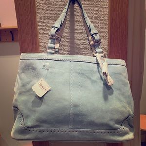 Baby Blue Suede Coach Bag